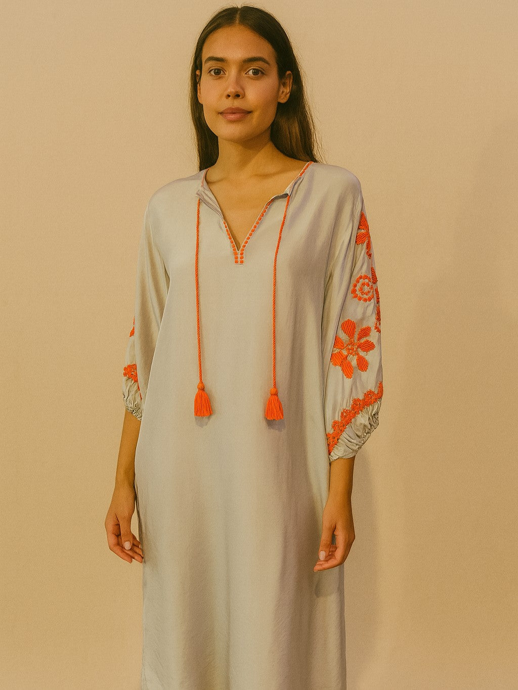 Valentina Silk Dress in Frosted Ice