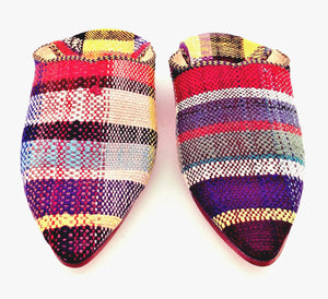Upcycled Babouches from Vintage Moroccan blankets Multicolor Plaid