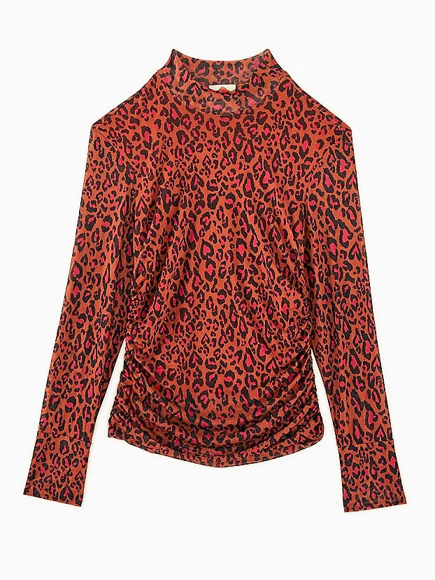 Leopard Pop Caramel Tulle Blouse