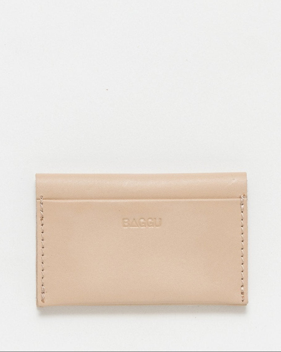 Leather simple credit card holder tan
