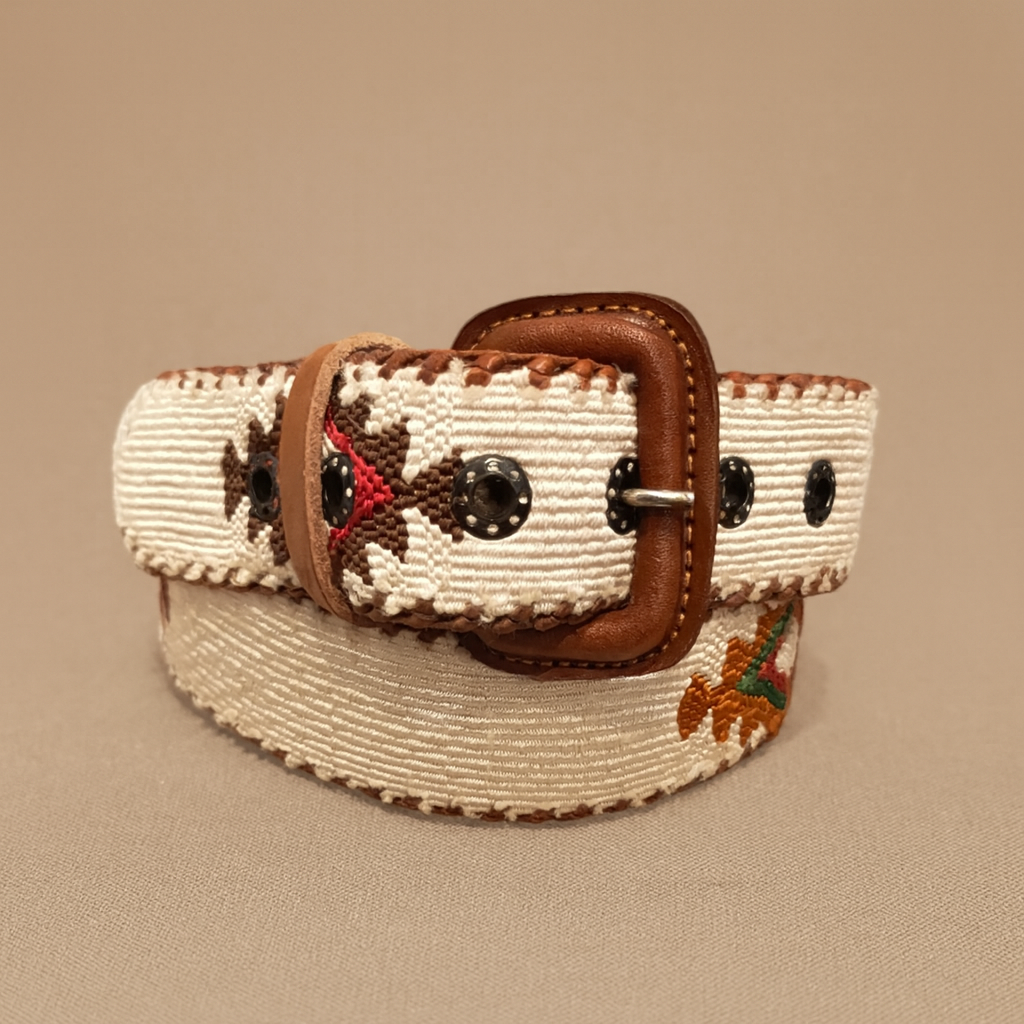 Guatemalan Beige Belt Silk Embroidery