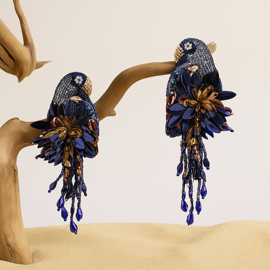 Parrot Earrings Navy