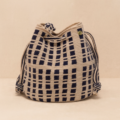 Handmade Small Crossbody Wayuu Black & Off White