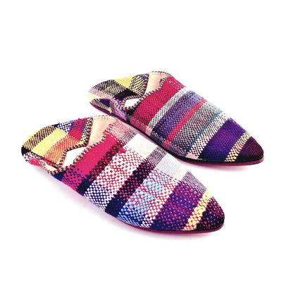 Upcycled Babouches from Vintage Moroccan blankets Multicolor Plaid