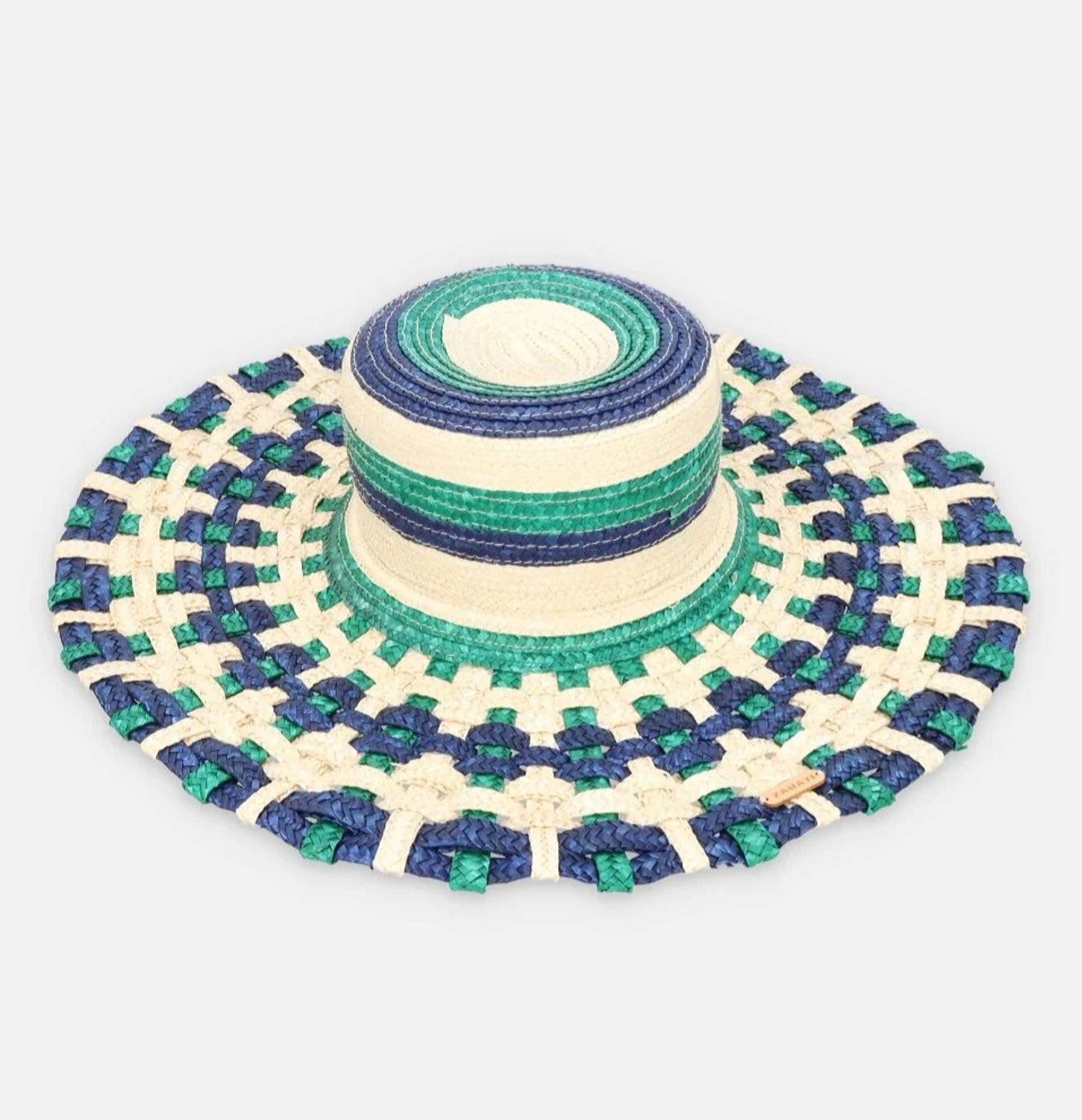Navy Green Woven Straw Hat