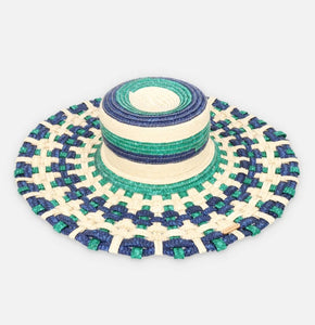 Navy Green Woven Straw Hat