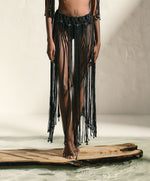 Load image into Gallery viewer, Oriental Black Macramé Skirt
