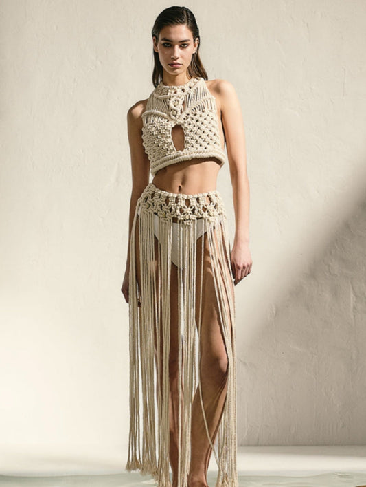 Oriental Natural Macramé Skirt