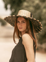 Load image into Gallery viewer, Black &amp; Natural Straw Hat
