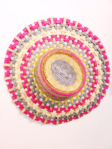 Fuchsia Natural Woven Straw Hat