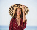 Load image into Gallery viewer, Natural &amp; Black Woven Straw Hat
