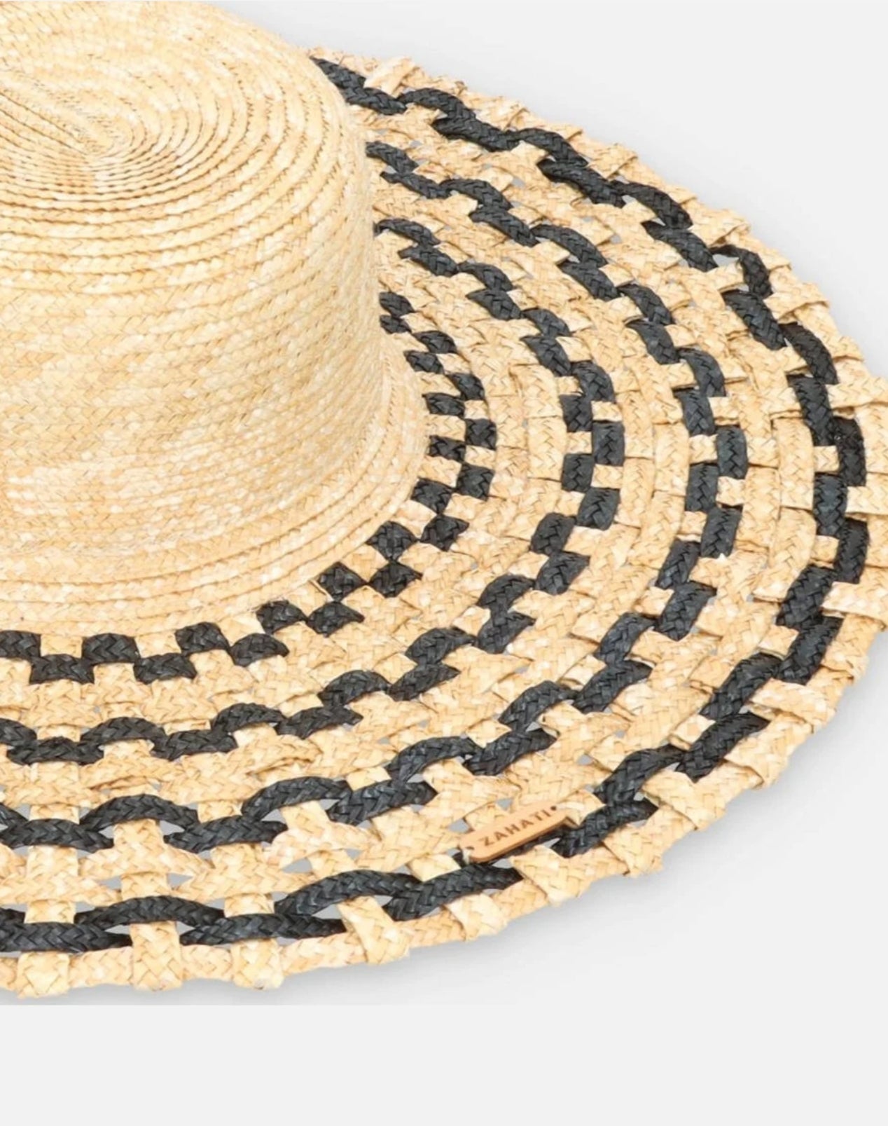 Natural & Black Woven Straw Hat