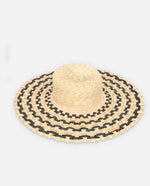 Load image into Gallery viewer, Natural &amp; Black Woven Straw Hat
