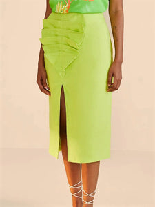 Lime Leaf Midi Skirt
