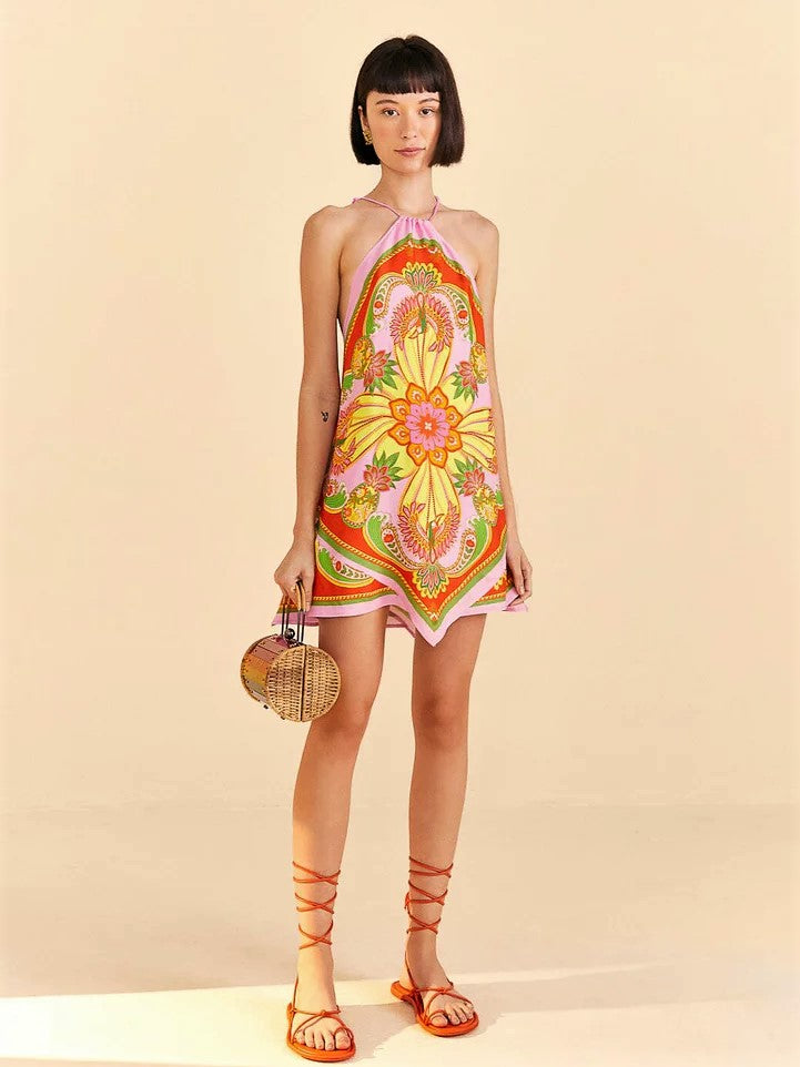 Beach Toucans Scarf Mini Dress