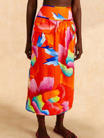 Load image into Gallery viewer, Ombre Chita Red Midi Skirt
