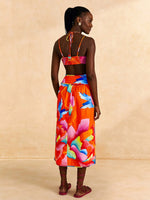 Load image into Gallery viewer, Ombre Chita Red Midi Skirt
