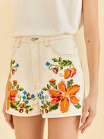 Load image into Gallery viewer, Embroidered Floral Twill Shorts

