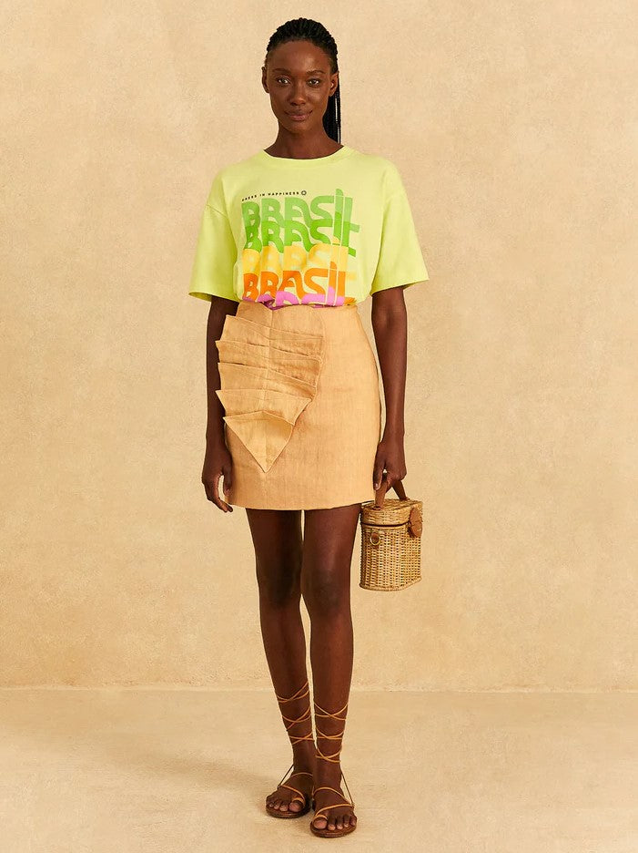 Beige Leaf Mini Skirt