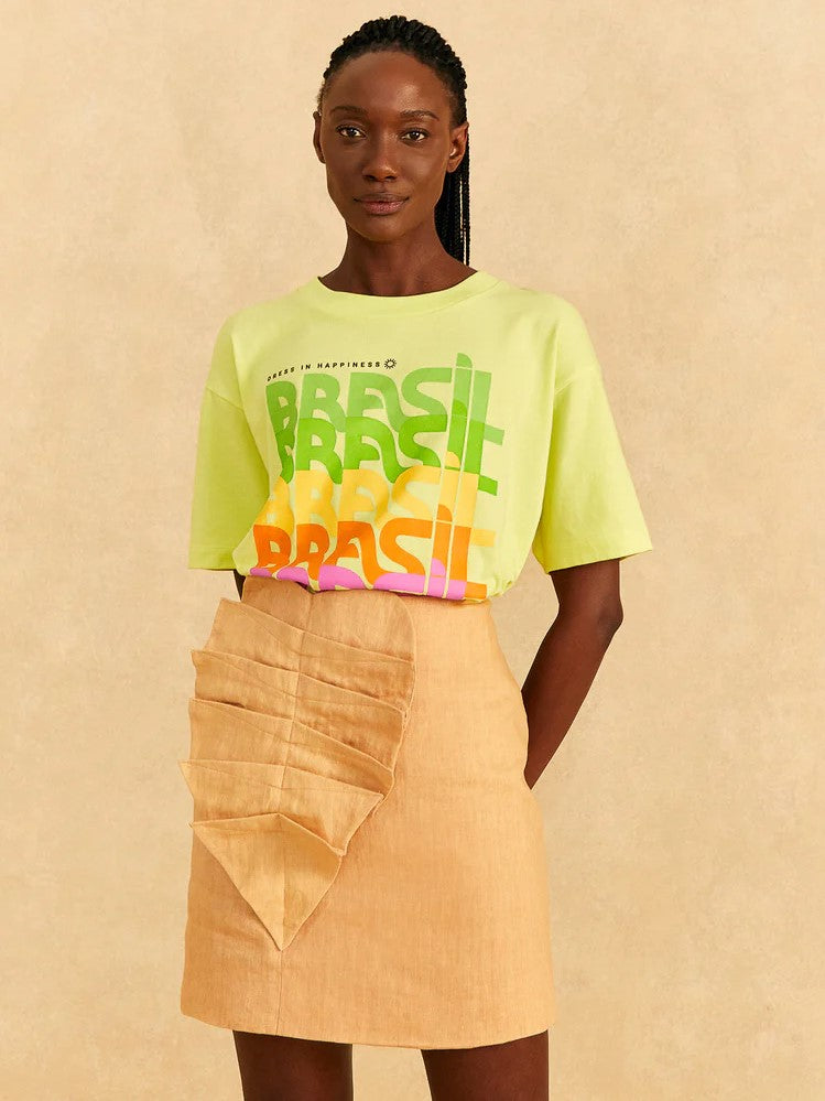 Beige Leaf Mini Skirt