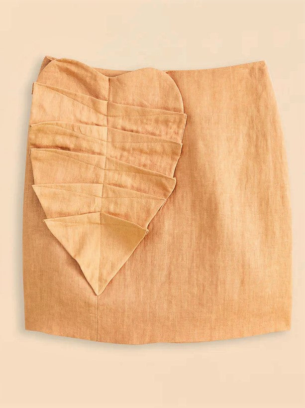 Beige Leaf Mini Skirt