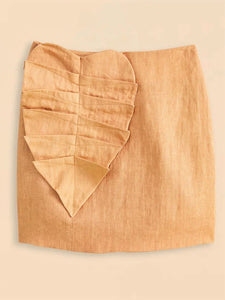 Beige Leaf Mini Skirt