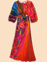 Load image into Gallery viewer, Vintage Wave Circle Cut-Out Midi Dress
