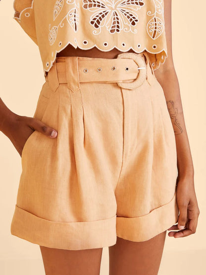 Beige Tailored Shorts