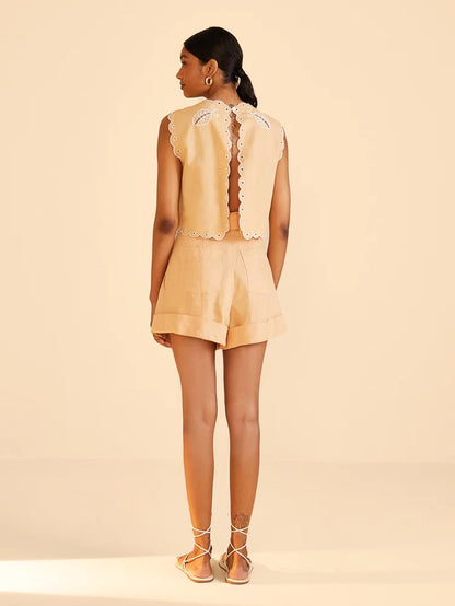 Beige Tailored Shorts