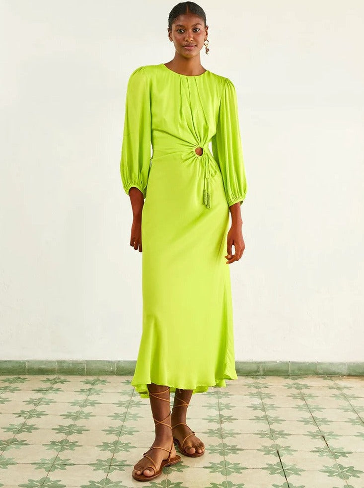 Lime Pipping Midi Dress