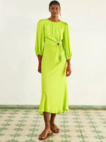Load image into Gallery viewer, Lime Pipping Midi Dress
