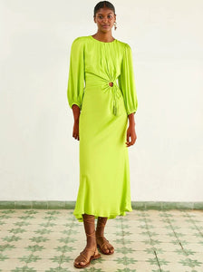 Lime Pipping Midi Dress