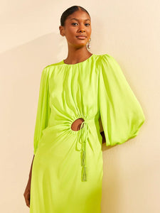 Lime Pipping Midi Dress