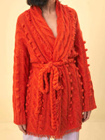 Load image into Gallery viewer, Orange Braided Knit Cardigan
