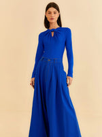 Load image into Gallery viewer, Blue Canvas Maxi Pleated Pants
