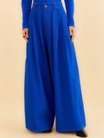 Load image into Gallery viewer, Blue Canvas Maxi Pleated Pants
