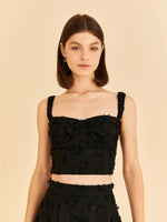 Load image into Gallery viewer, Black 3d Flower Corset Crop Top
