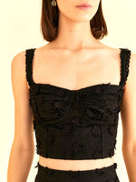 Load image into Gallery viewer, Black 3d Flower Corset Crop Top
