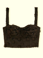 Load image into Gallery viewer, Black 3d Flower Corset Crop Top
