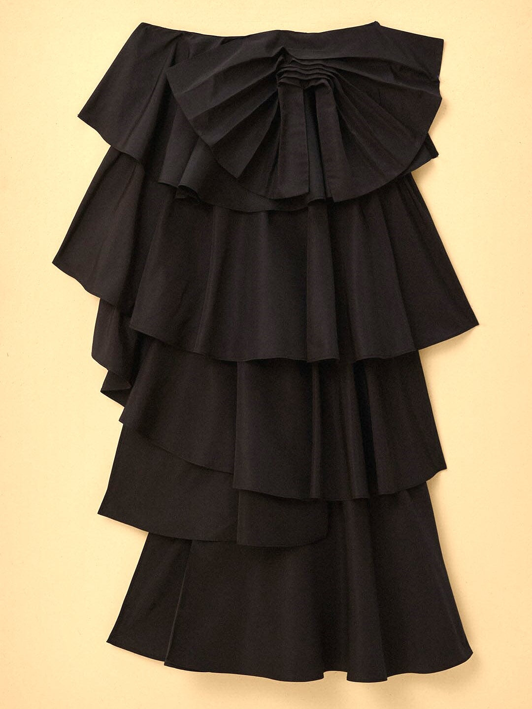 Black Tiered Bow Detail Maxi Skirt