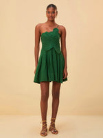 Load image into Gallery viewer, Green One Shoulder Lea Mini Dress
