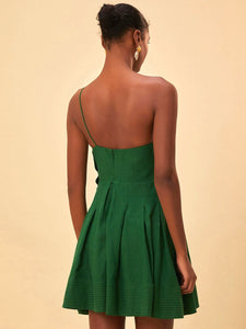 Green One Shoulder Lea Mini Dress