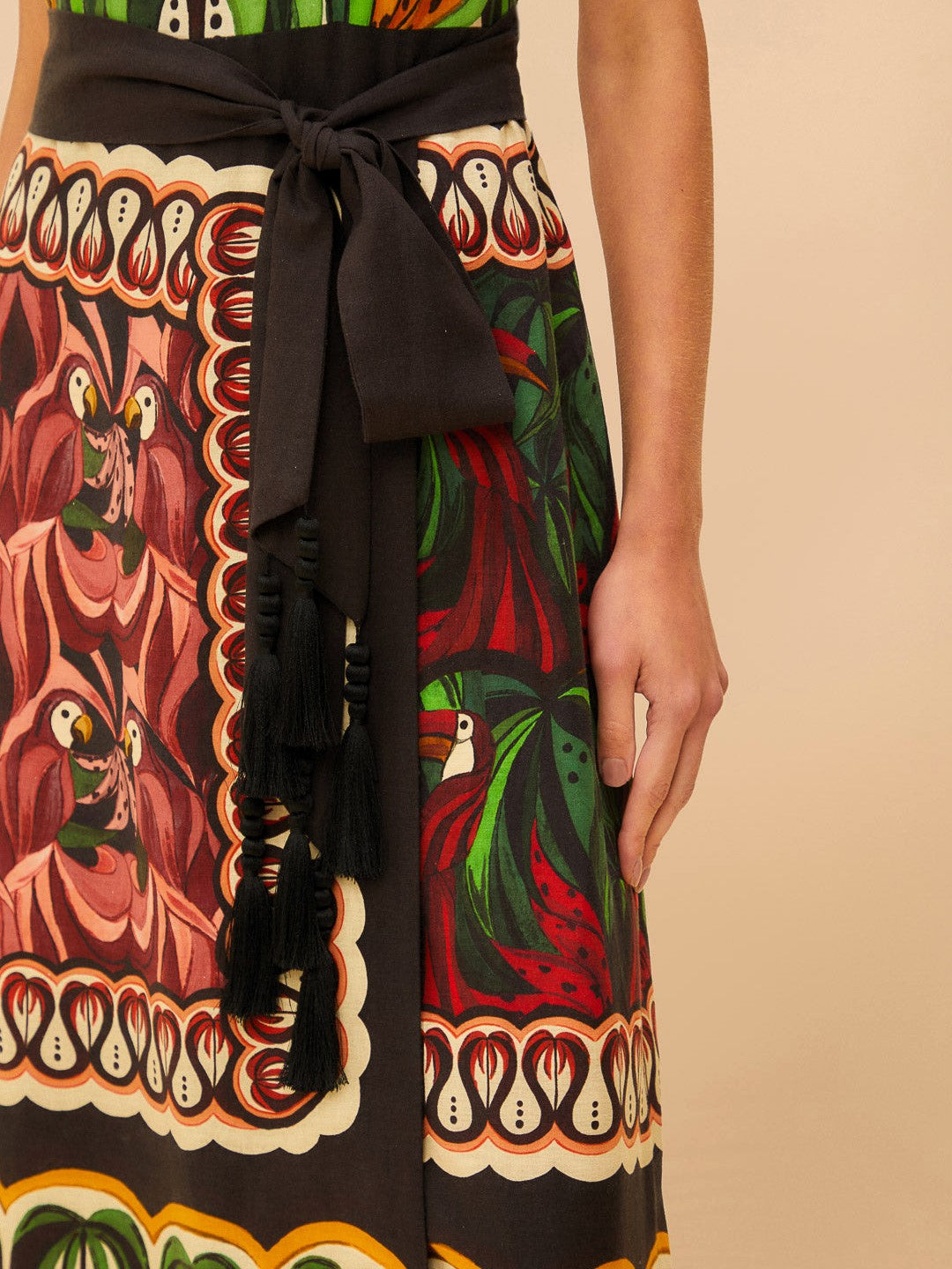 Green Coconut Tree Flow Scarf Dress