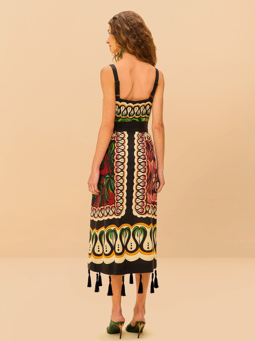 Green Coconut Tree Flow Scarf Dress