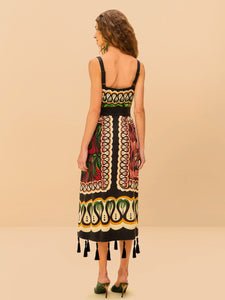Green Coconut Tree Flow Scarf Dress