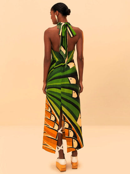 Green Toucan Tree  Maxi Dress