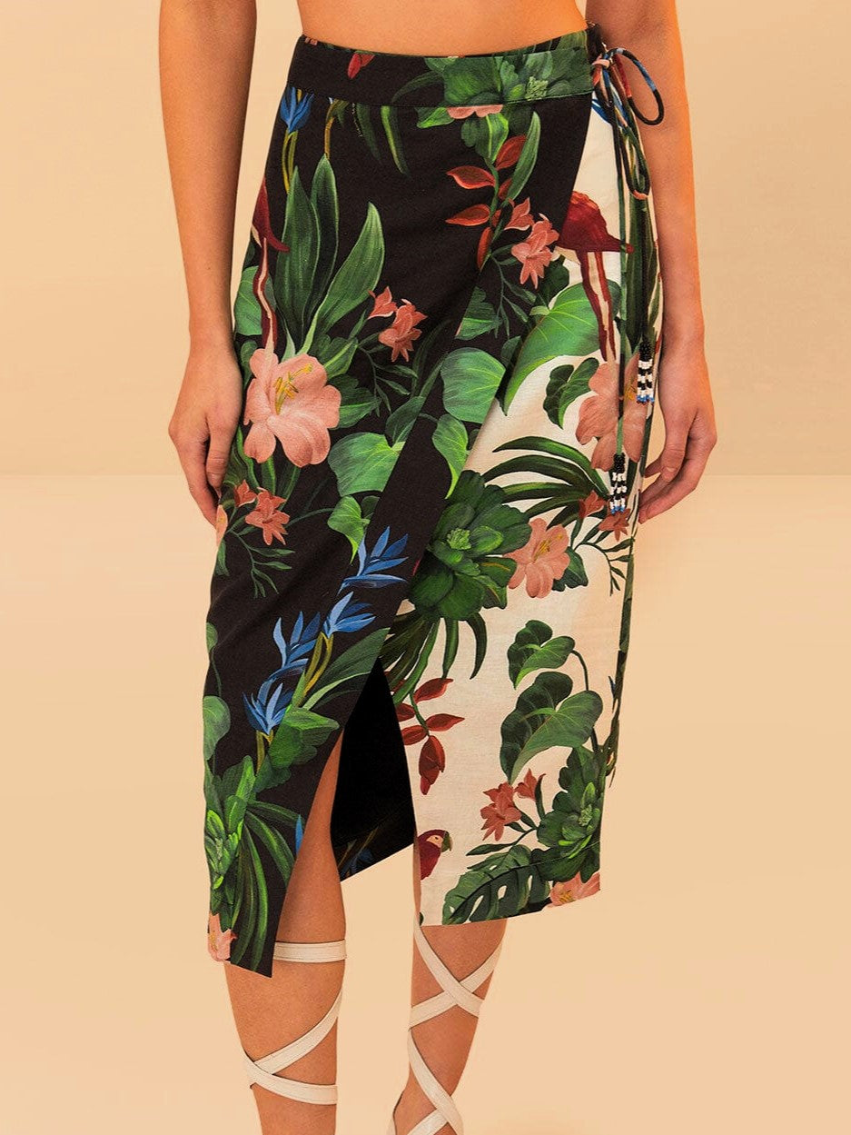 Midnight Macaw Fiesta Midi Skirt