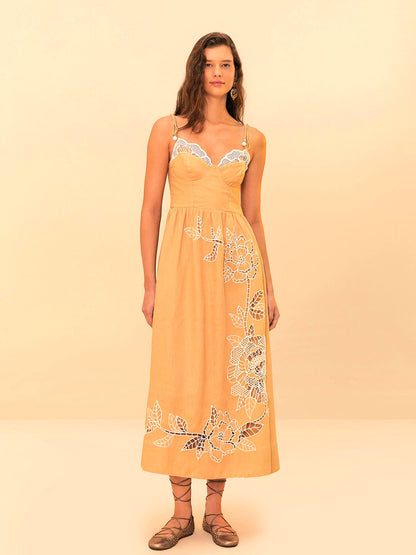 Sand Richelieu Midi Dress