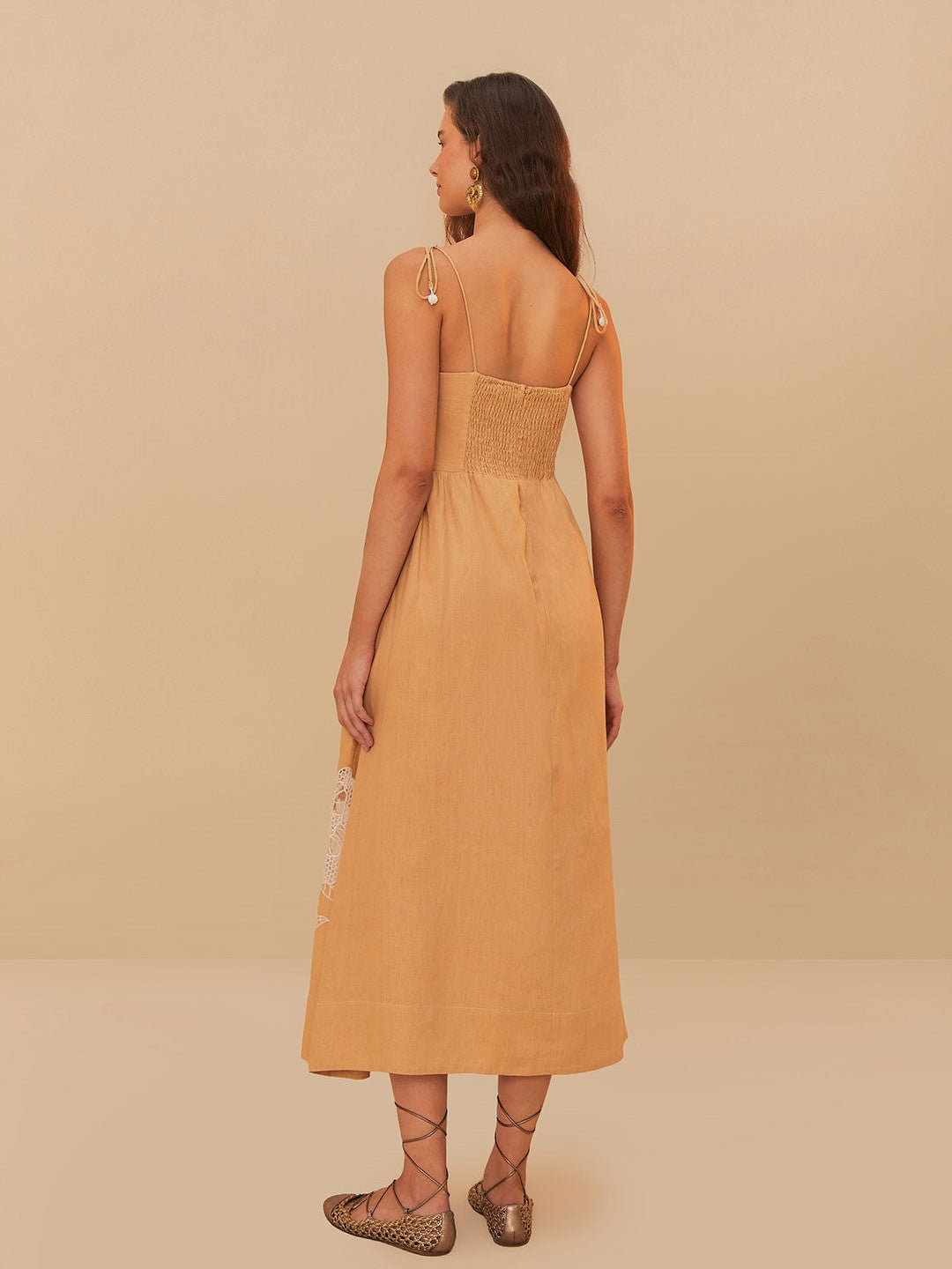 Sand Richelieu Midi Dress