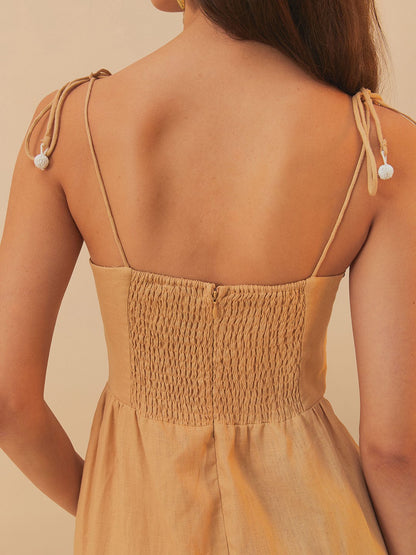 Sand Richelieu Midi Dress